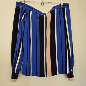 Romeo & Juliet Couture Blue and Black Off-Shoulder Top